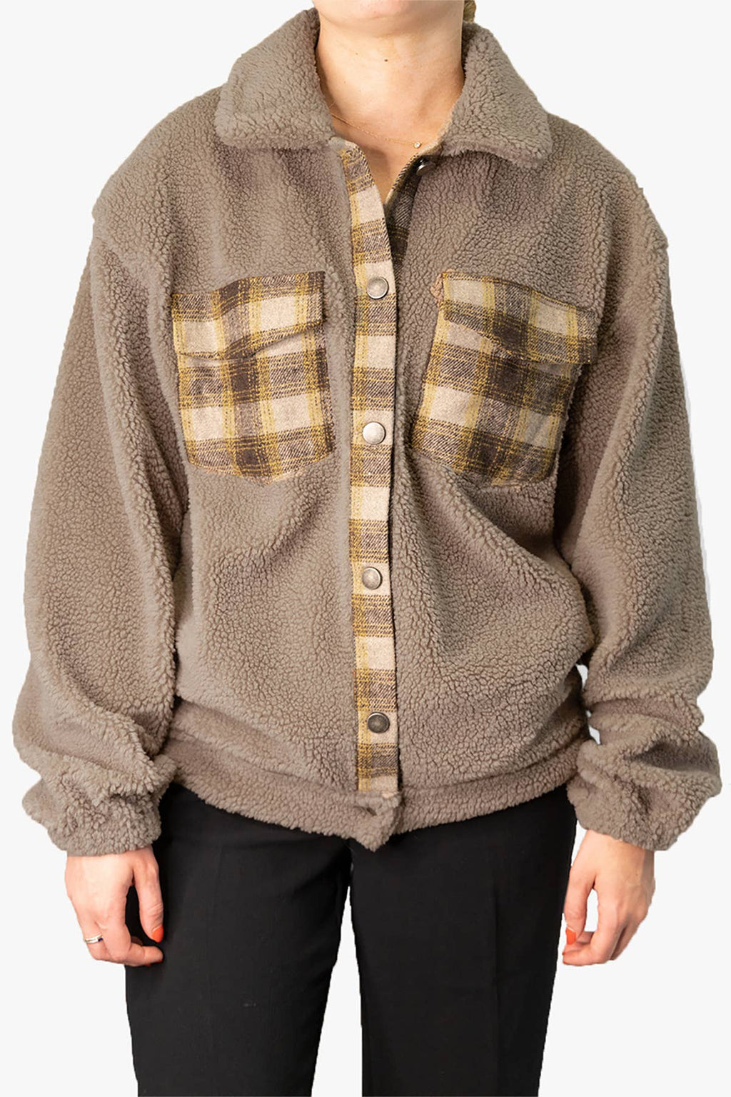 Dora Plaid Accent Shacket | SKT2386