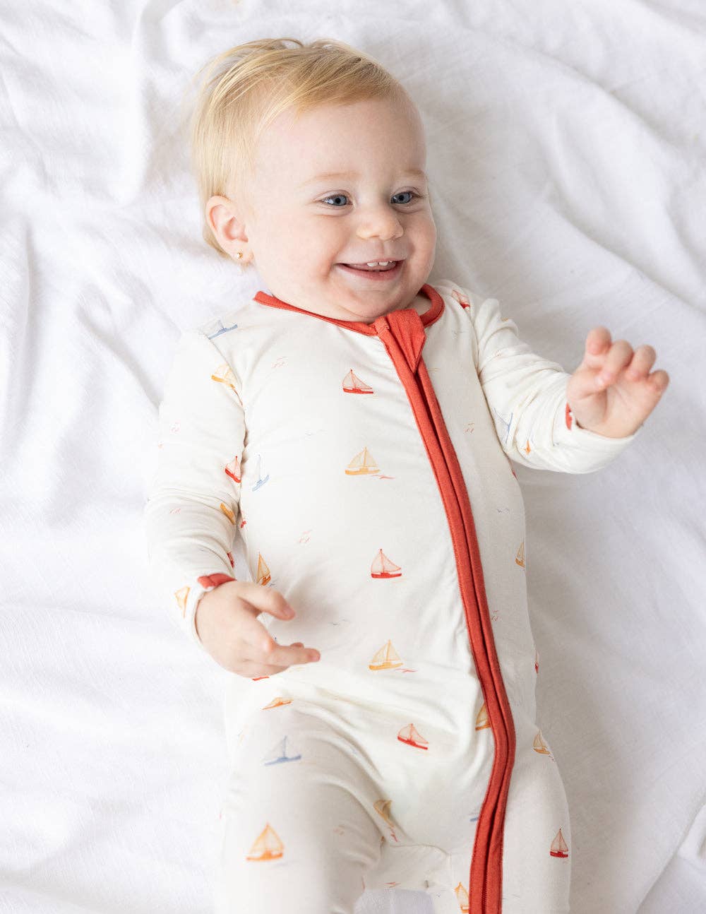 Sailboat Bamboo Convertible Footed Onesie