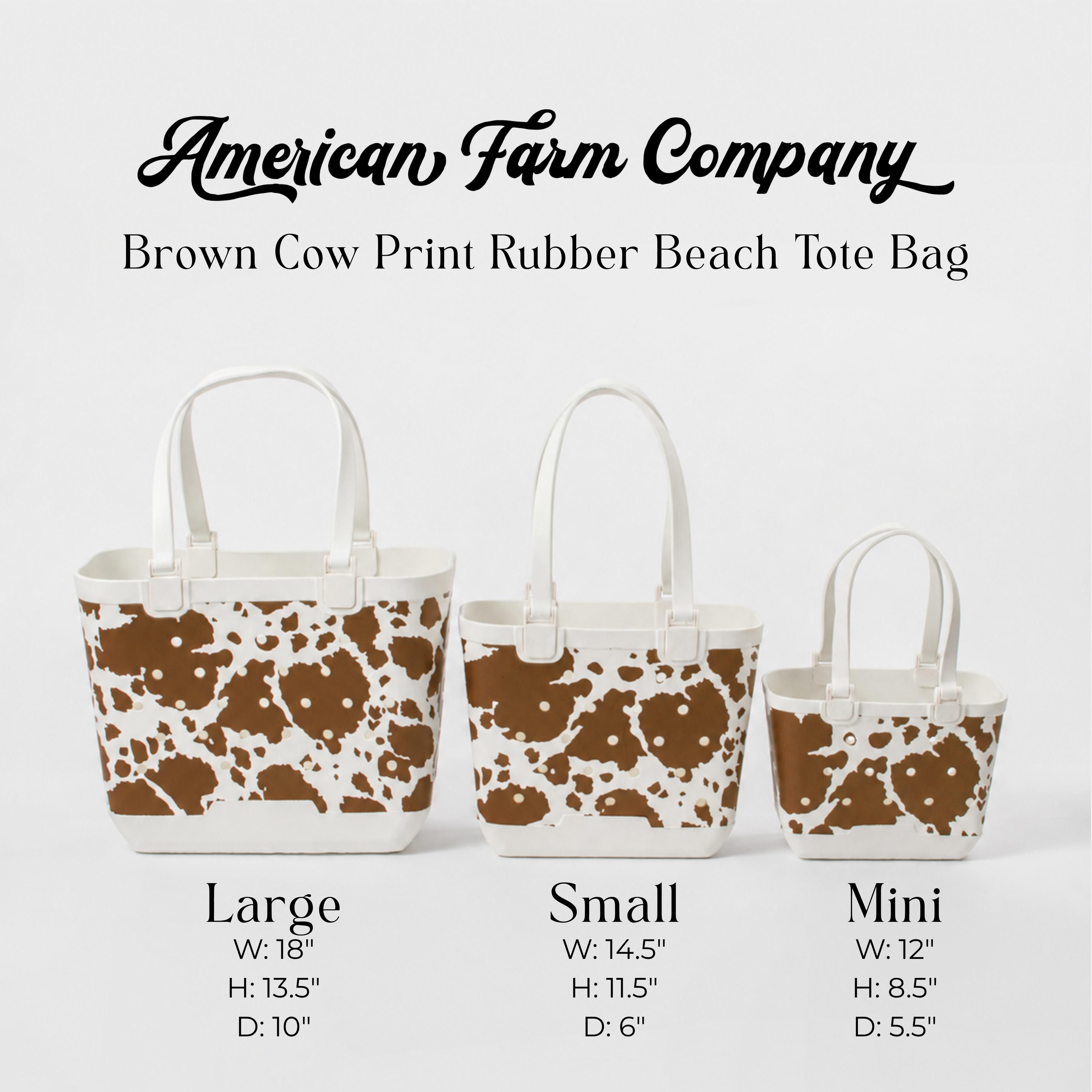 Brown Cow Print Utility Tote Bag - Large