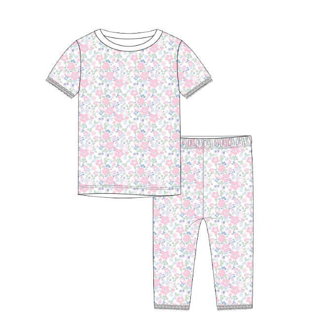 95% Viscose from Bamboo Floral Pattern Kids Pajama Pants Set