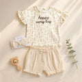 Baby Girl Summer Clothes Ruffle Short Sleeve Cotton T-Shirt Shorts Set