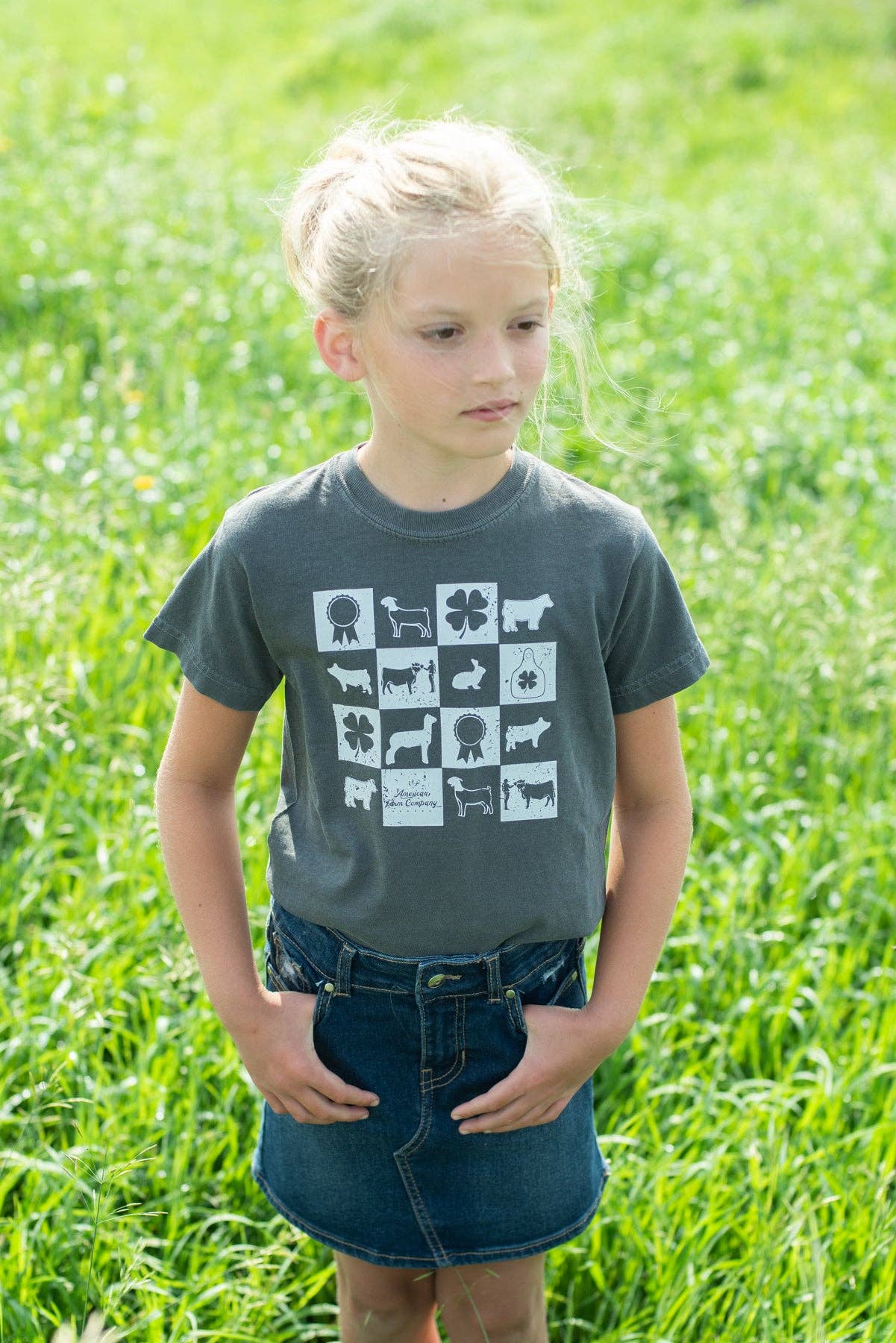 Fair Week Checkers Youth Charcoal Comfort Colors Tee