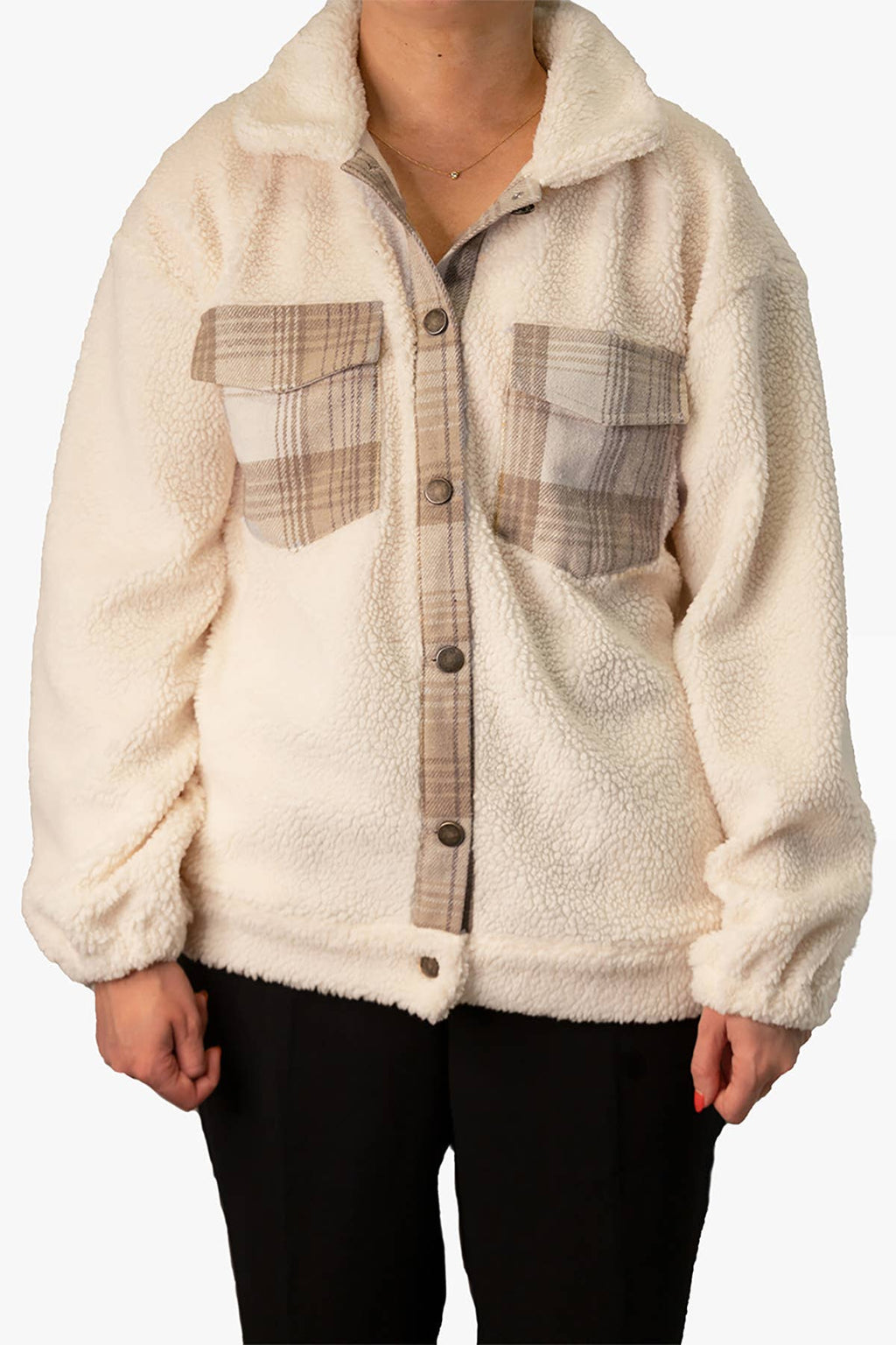 Dora Plaid Accent Shacket | SKT2386