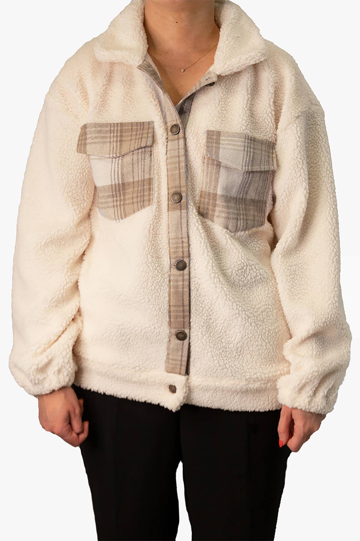 Dora Plaid Accent Shacket | SKT2386
