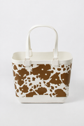 Brown Cow Print Utility Tote Bag - Large