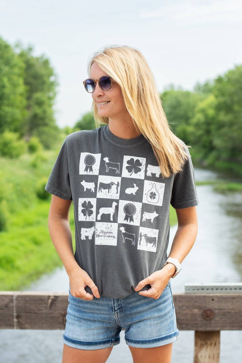 Fair Week Checkers Charcoal Graphic Comfort Colors Tee