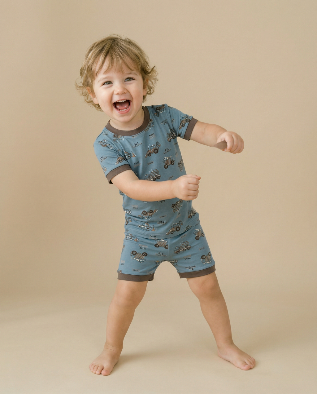 Busy Truck Bamboo Boys Girls Infants Short Sleeve PJs