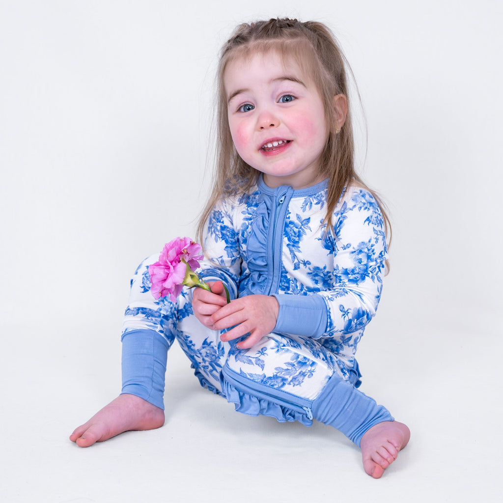 A Peony For Your Thoughts Ruffle Zipper One Piece Pajama