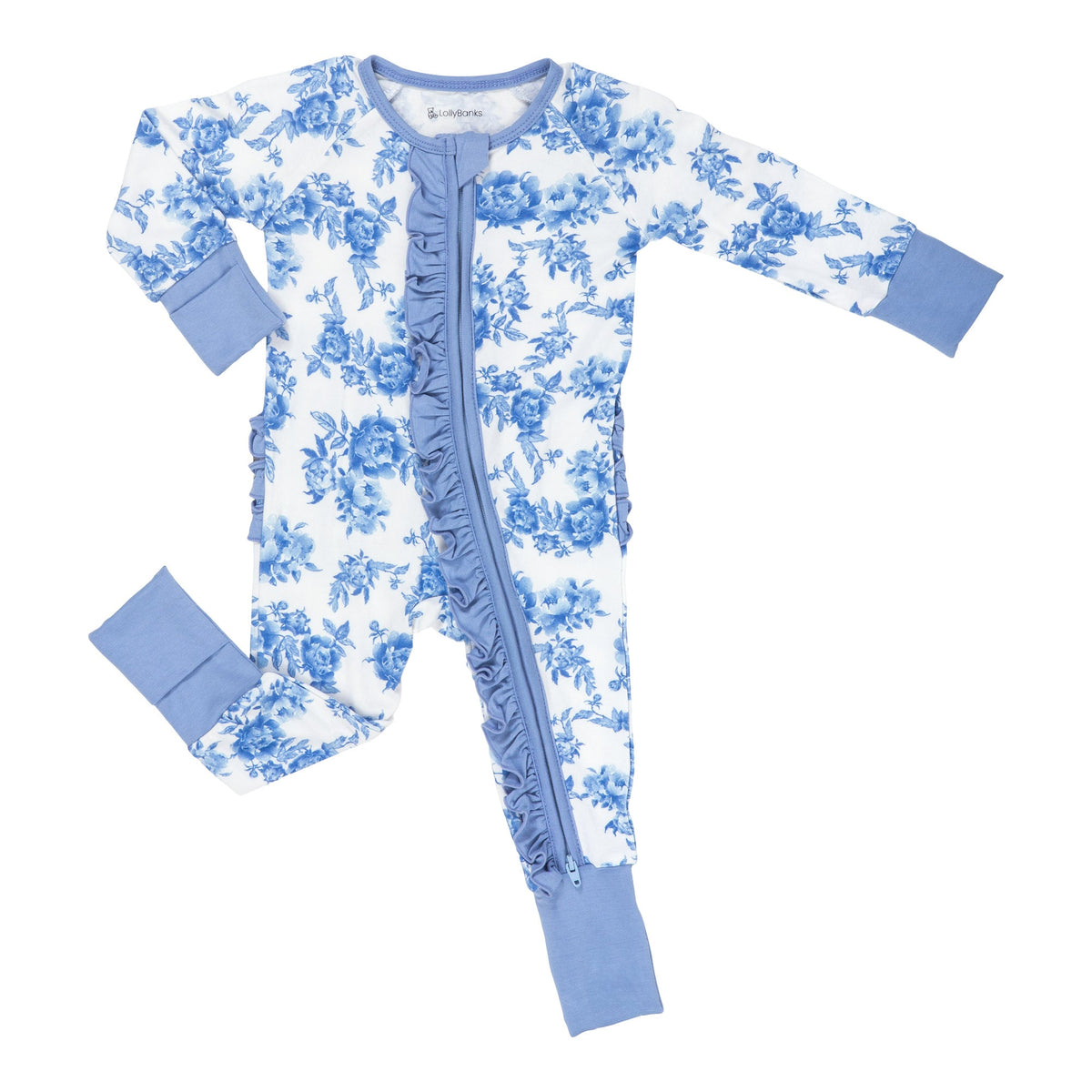 A Peony For Your Thoughts Ruffle Zipper One Piece Pajama