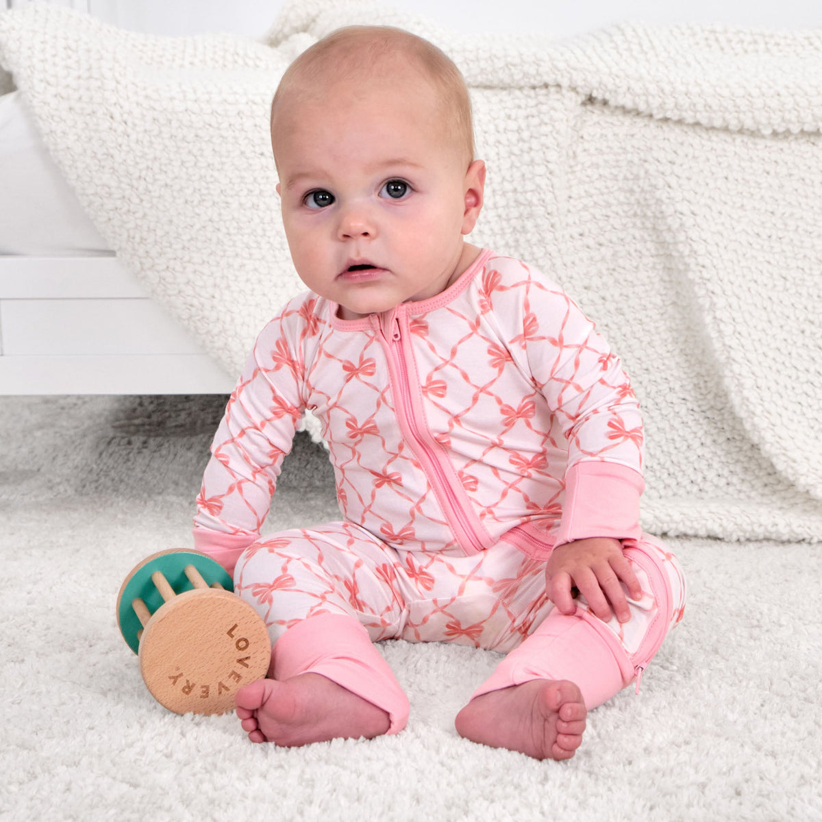 Beautiful Bows Zipper One Piece Pajama