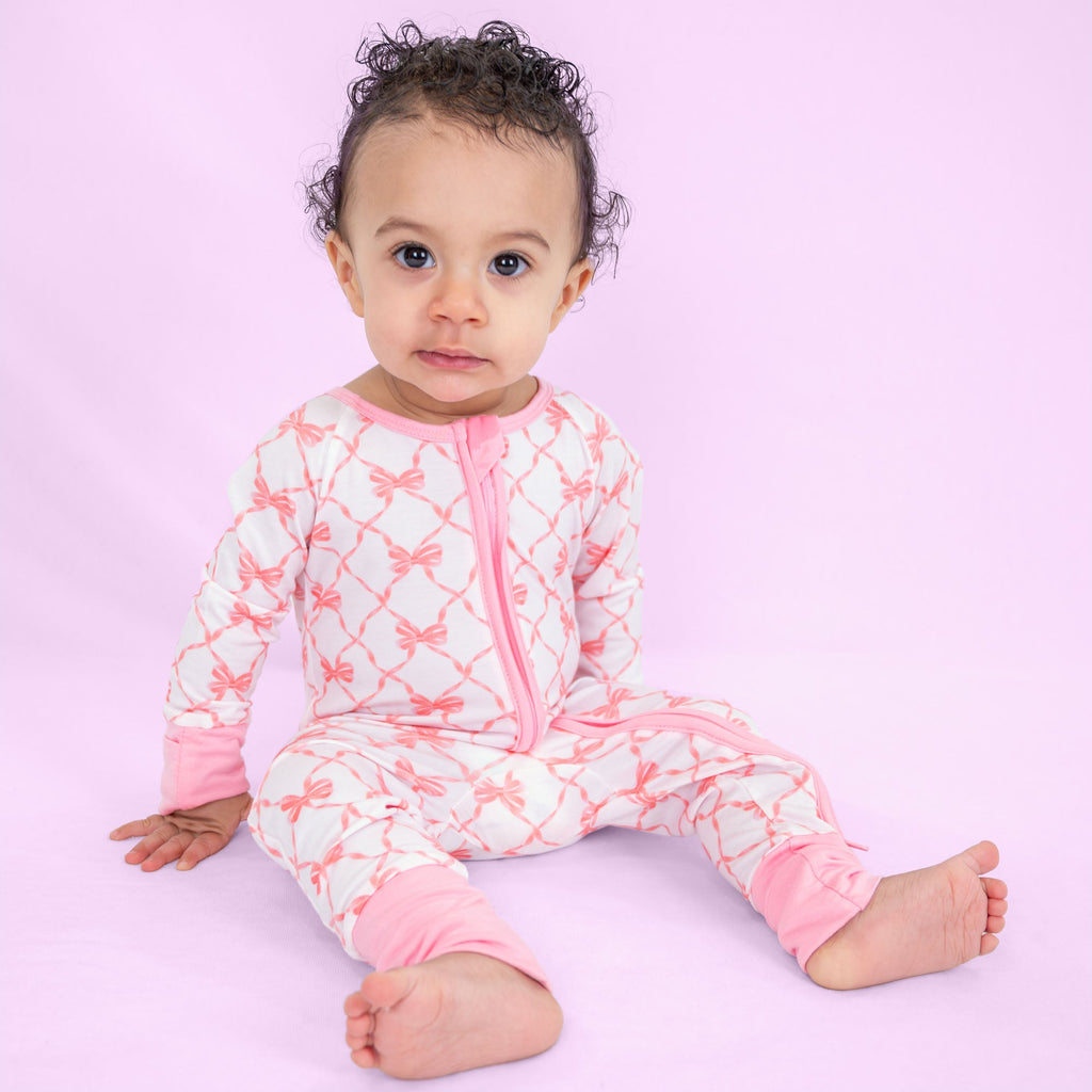Beautiful Bows Zipper One Piece Pajama