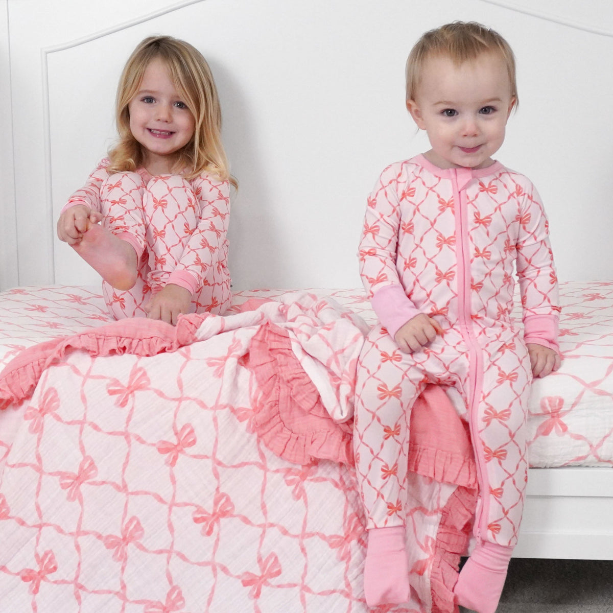 Beautiful Bows Zipper One Piece Pajama