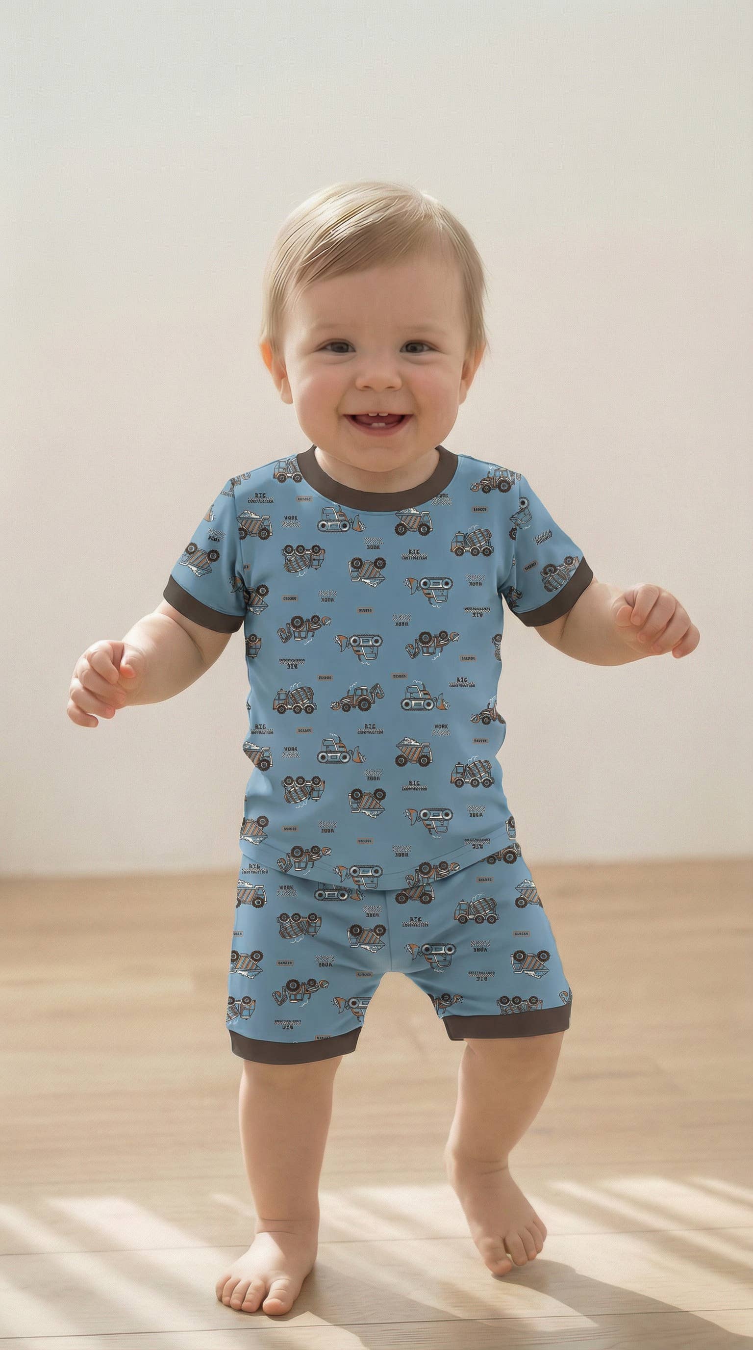 Busy Truck Bamboo Boys Girls Infants Short Sleeve PJs