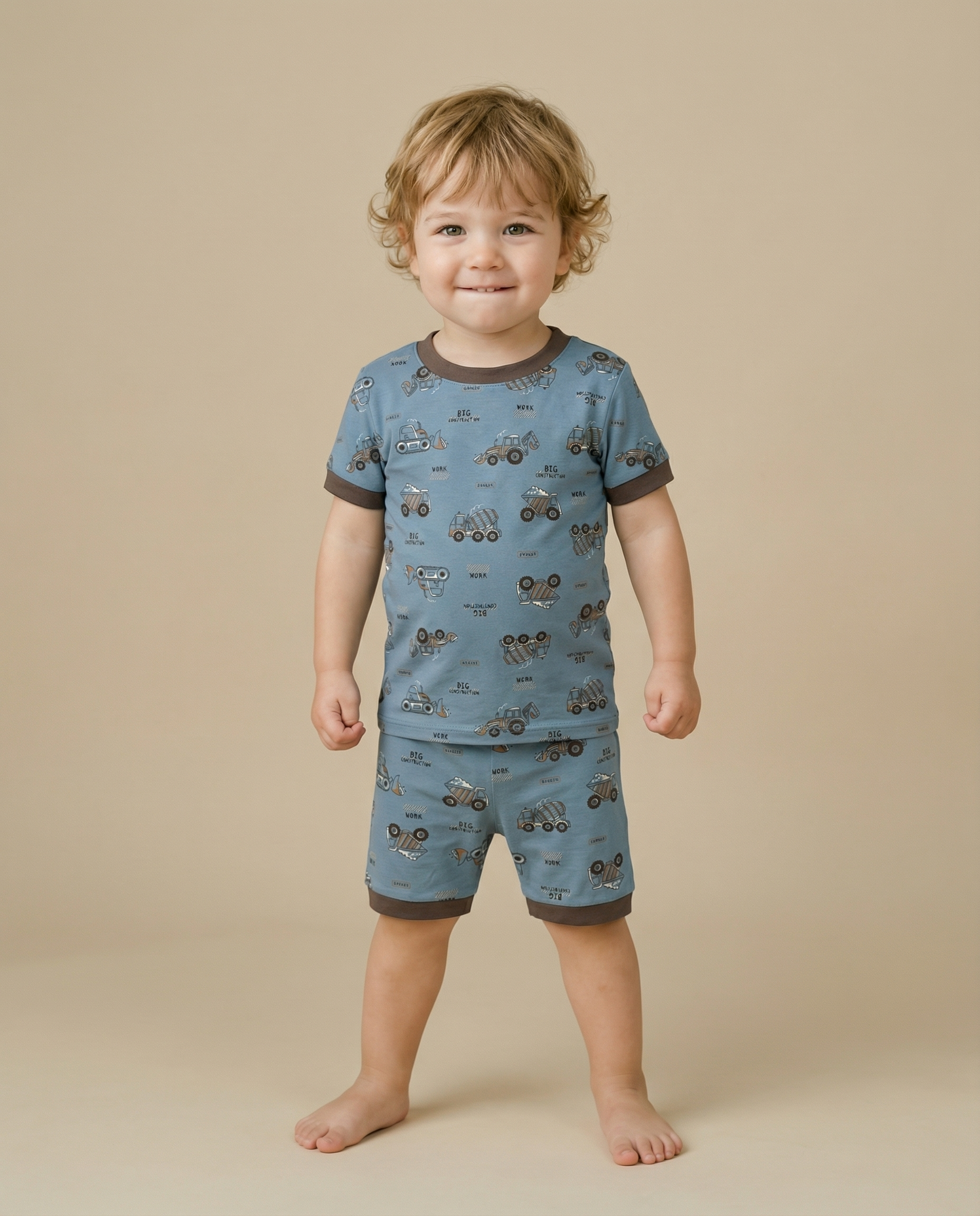 Busy Truck Bamboo Boys Girls Infants Short Sleeve PJs