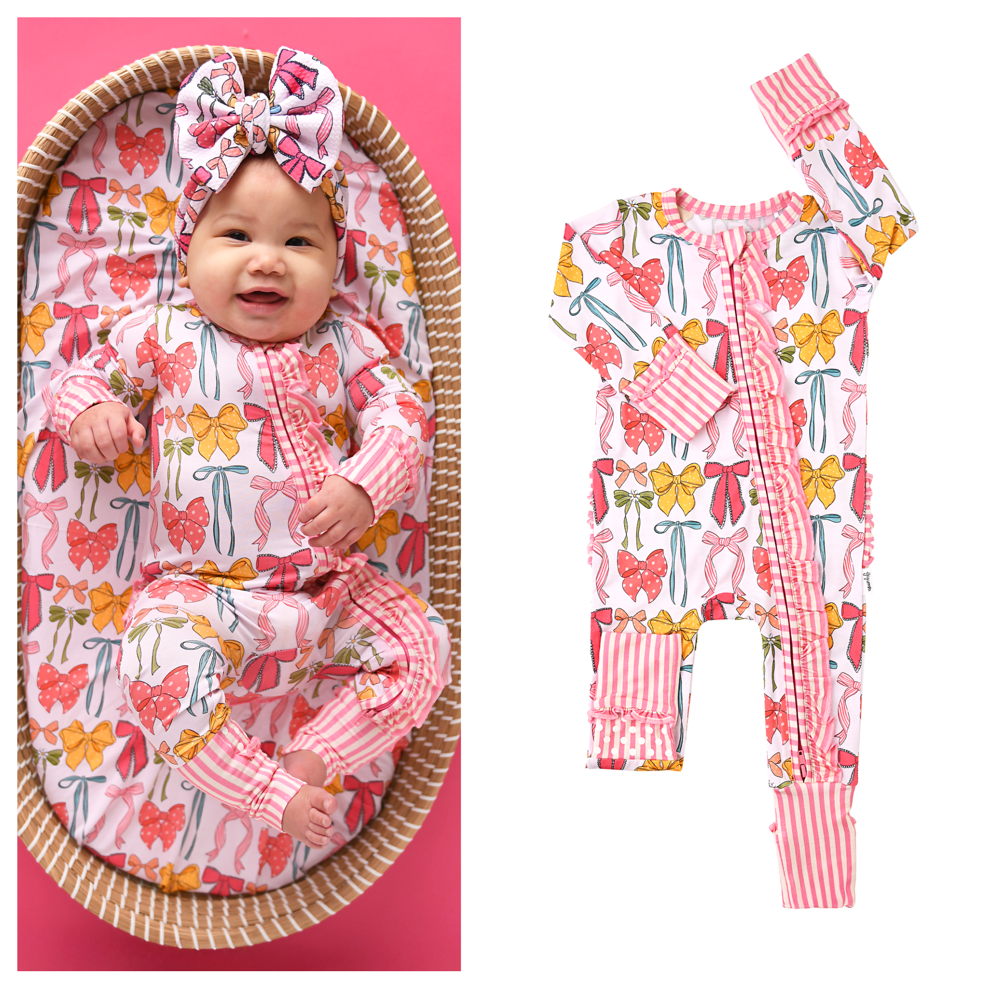 Eliza RUFFLE ZIP Bamboo One Piece Baby Outfit