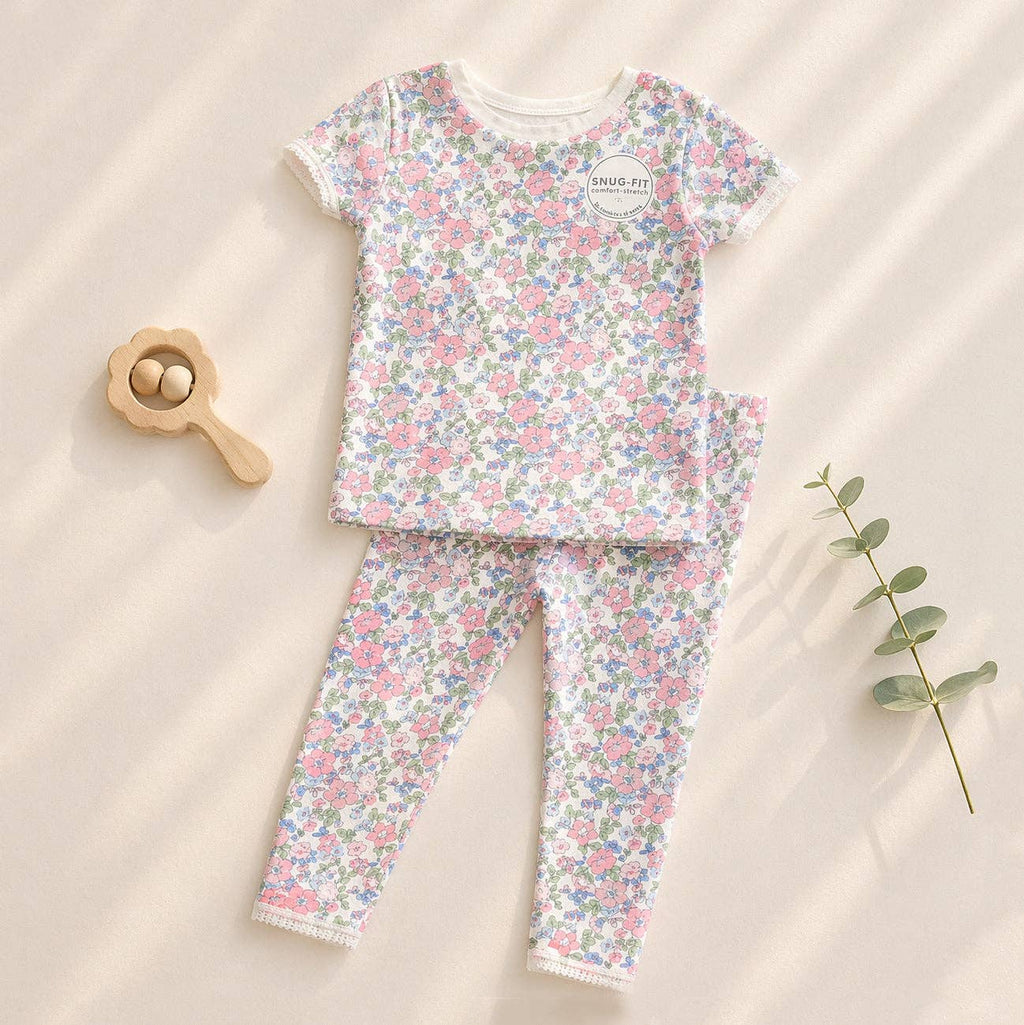 95% Viscose from Bamboo Floral Pattern Kids Pajama Pants Set