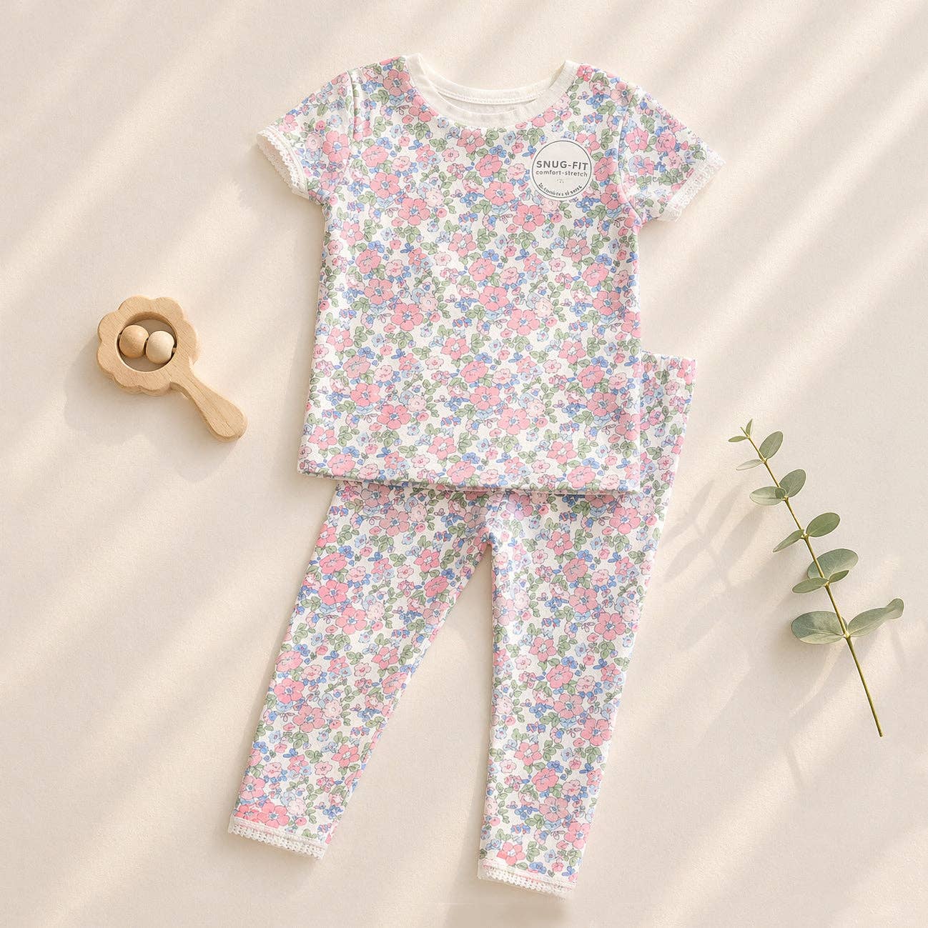 95% Viscose from Bamboo Floral Pattern Kids Pajama Pants Set