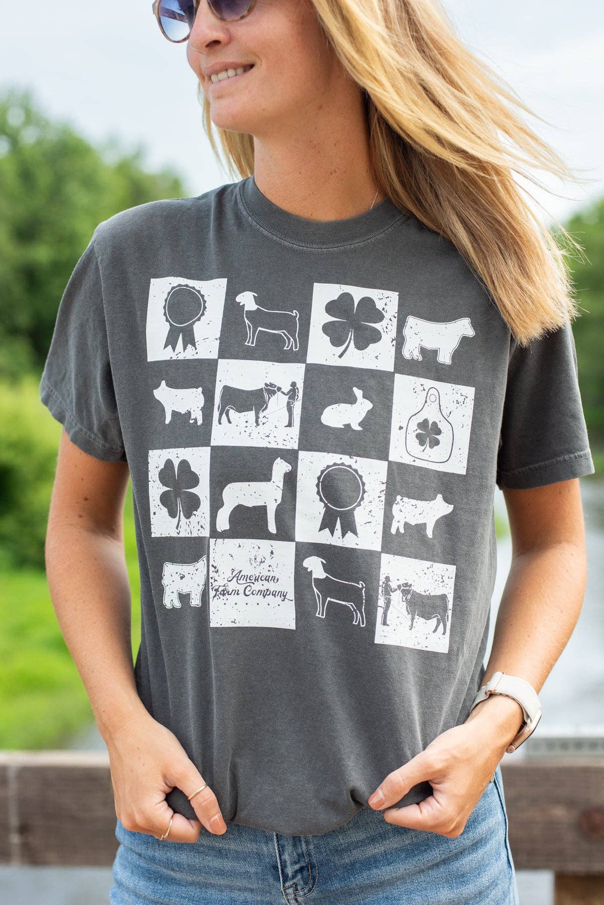 Fair Week Checkers Charcoal Graphic Comfort Colors Tee