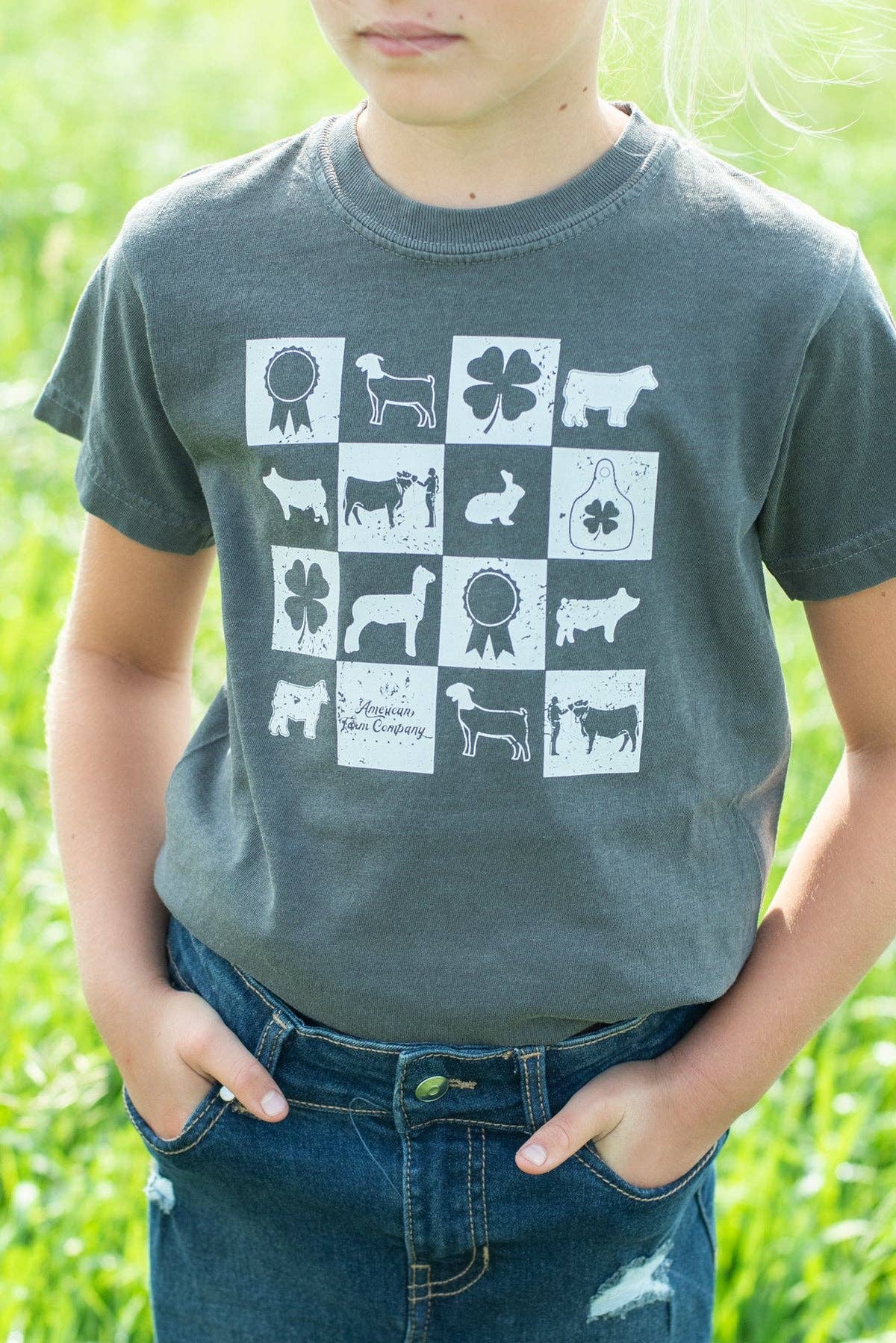 Fair Week Checkers Youth Charcoal Comfort Colors Tee