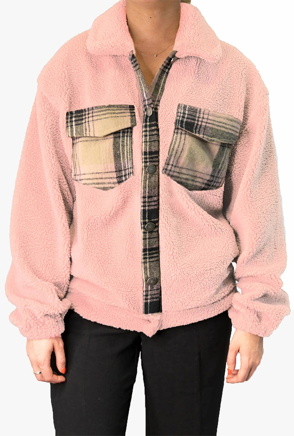 Dora Plaid Accent Shacket | SKT2386