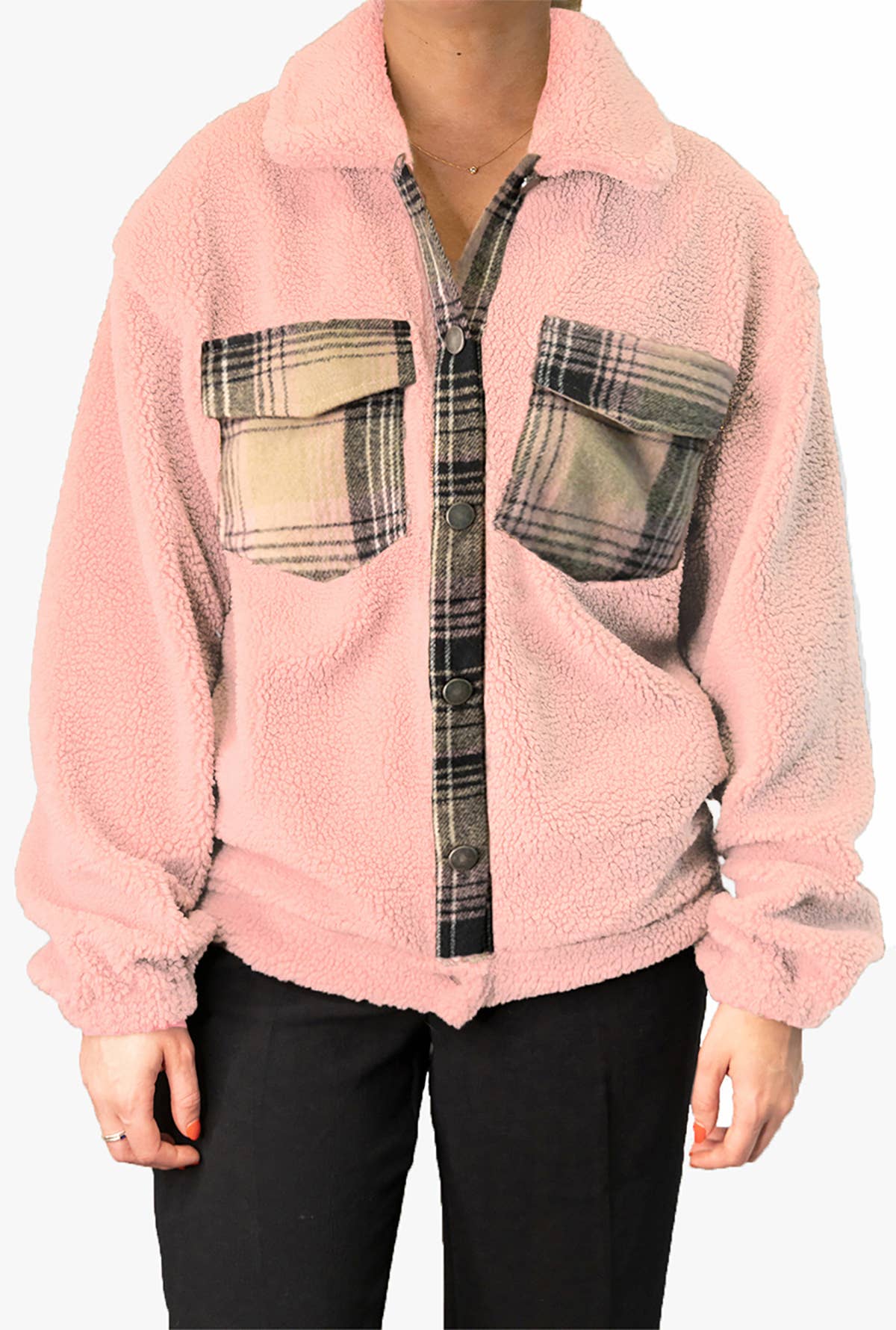 Dora Plaid Accent Shacket | SKT2386