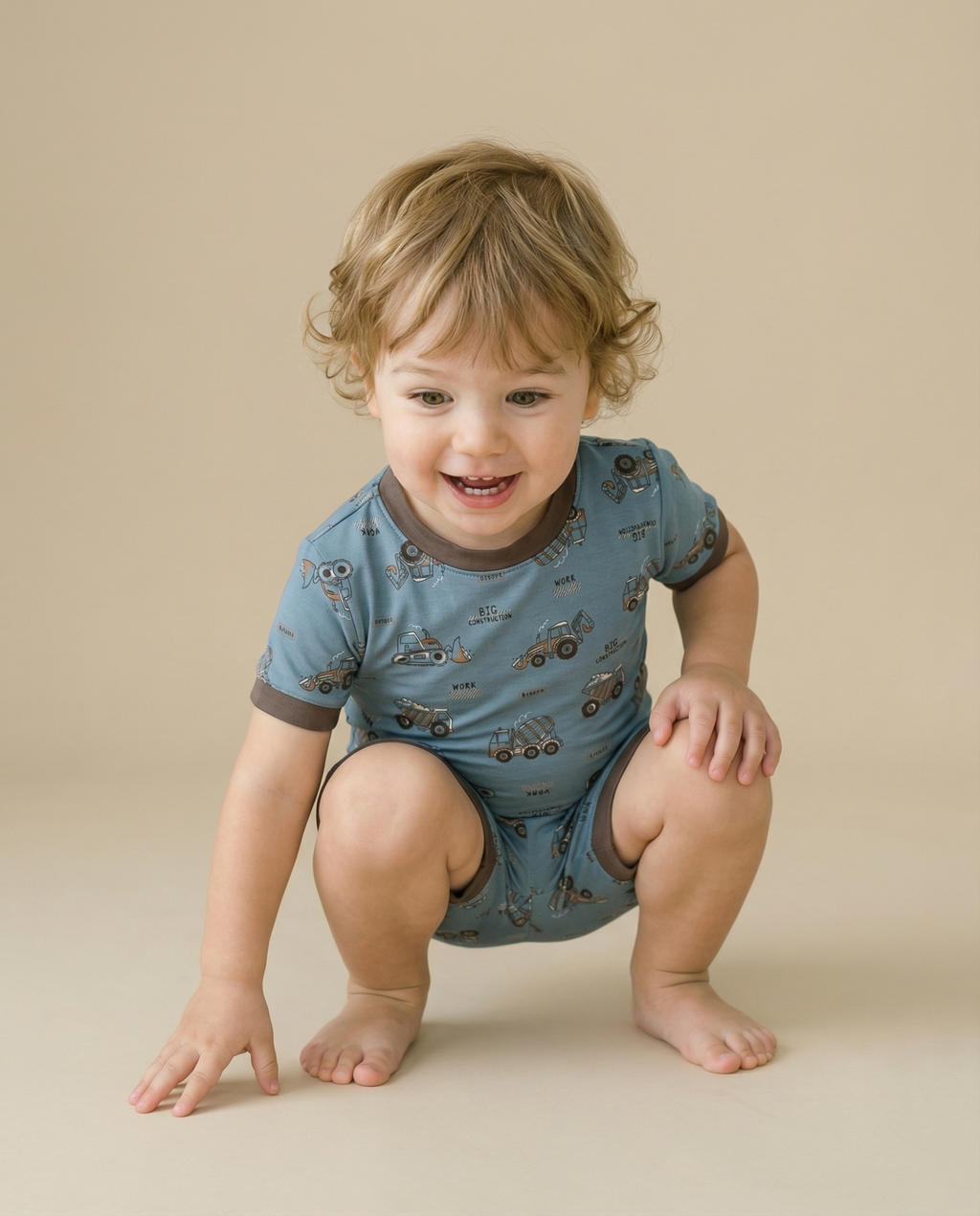Busy Truck Bamboo Boys Girls Infants Short Sleeve PJs