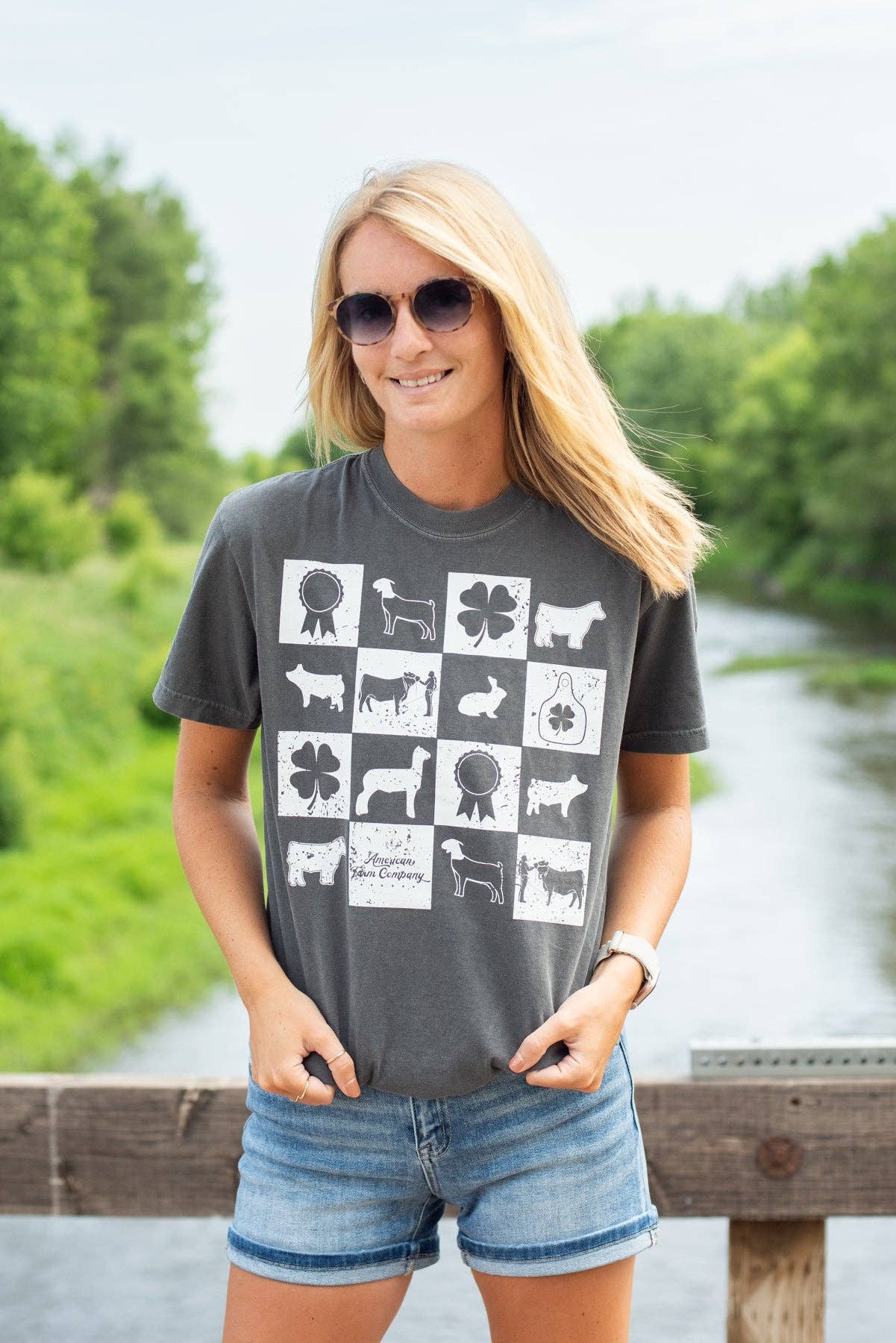 Fair Week Checkers Charcoal Graphic Comfort Colors Tee